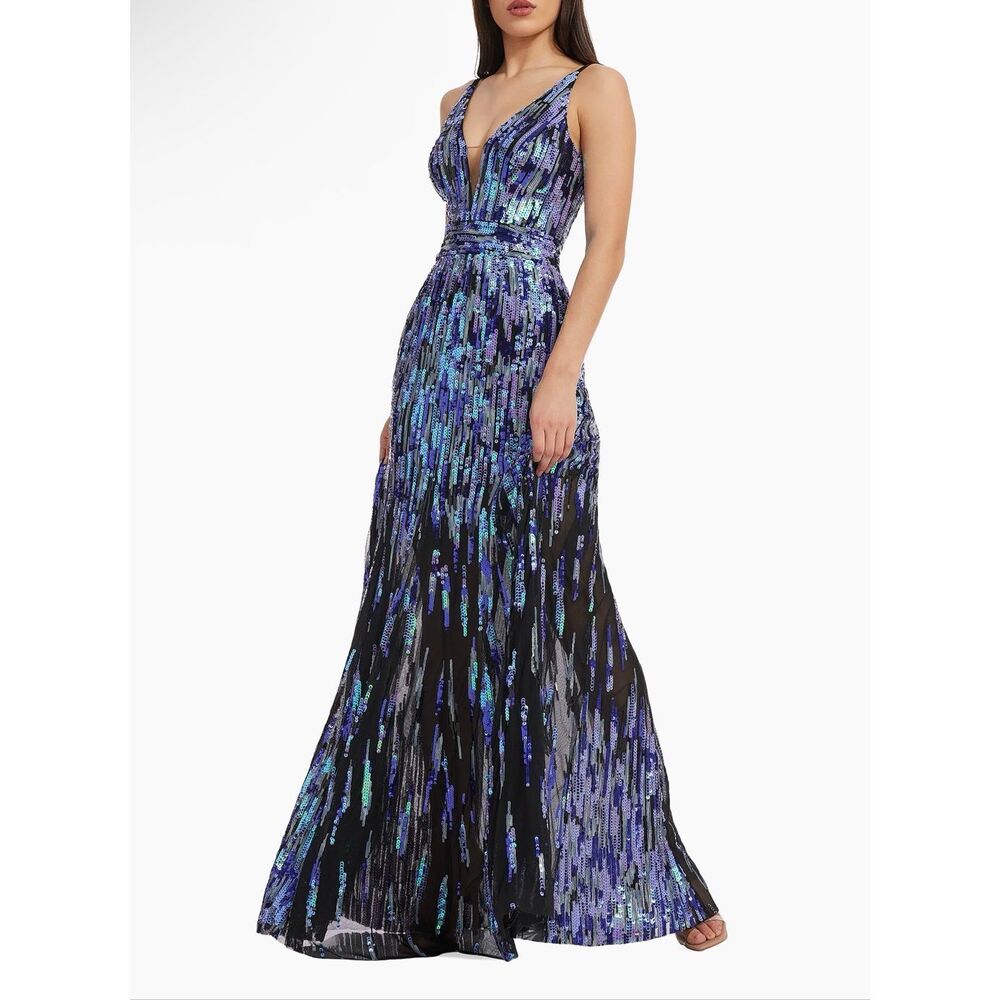 Dress The Population Samira Fit-&-Flare Sequin Gown Size XS $548
